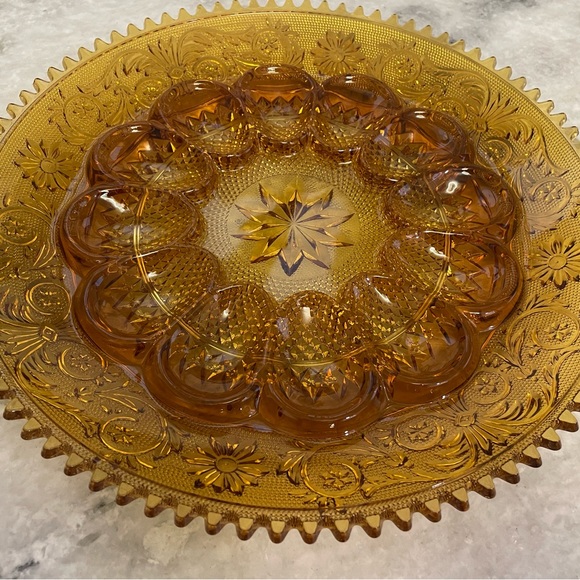 Vintage Amber Glass Serving Tray - Picture 3 of 5